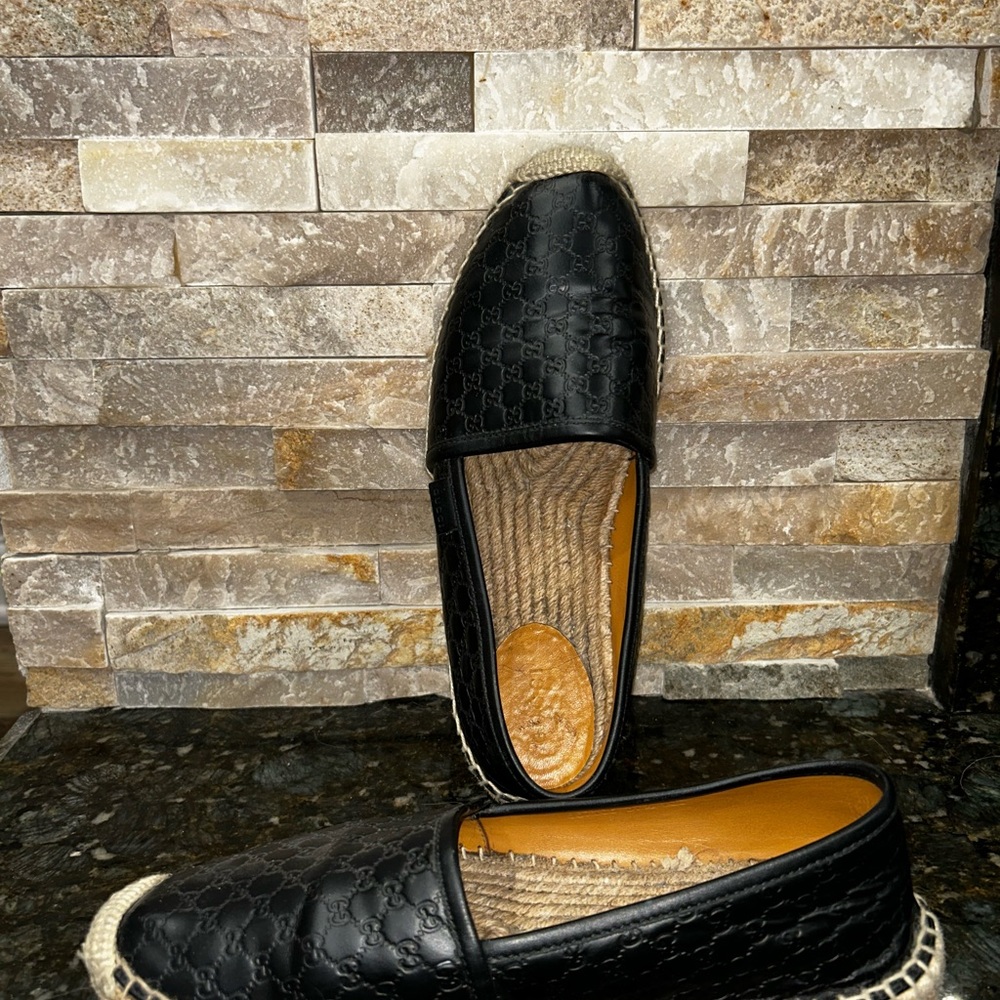 Gucci Black Espadrille Slip-On Shoes - Picture 3 of 4